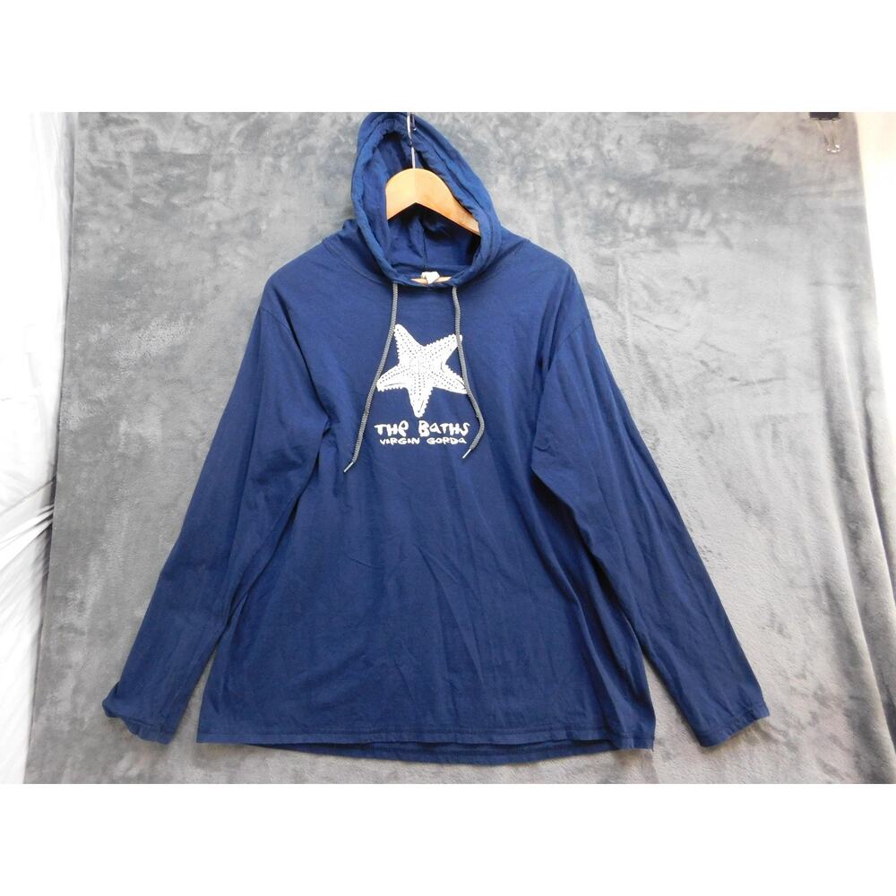 Anvil Pullover Hoodie Womens 2XL Blue Hooded Graphic Lightweight Jersey
